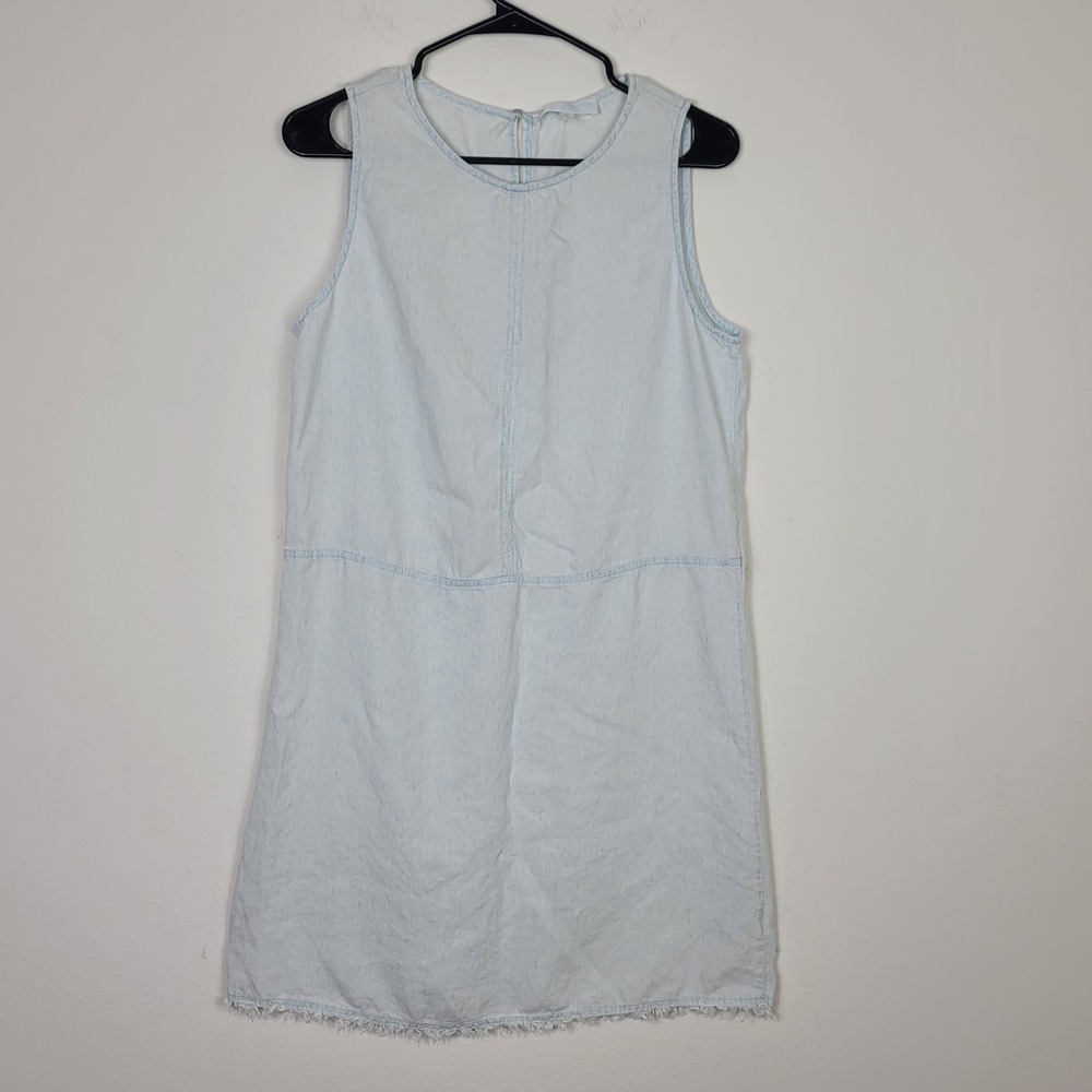 Adyson Parker Shift Dress M Lyocell Linen Pale Chambray RawHem Coastal Lightweig